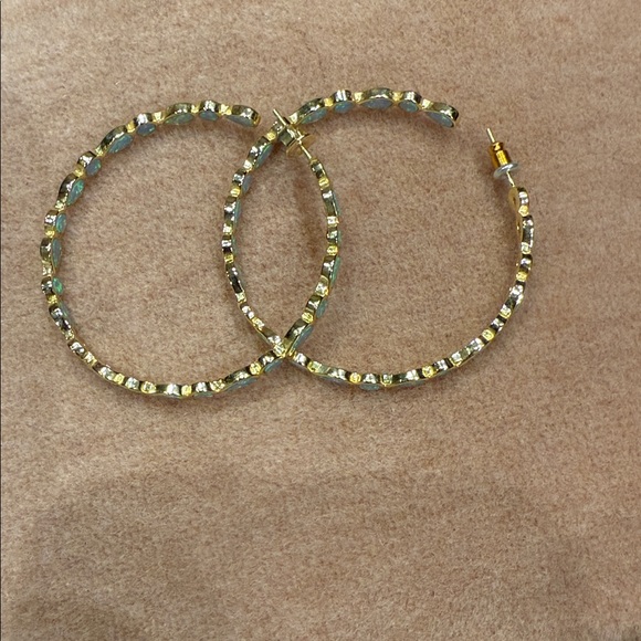 Melinda Maria Elegant Gold and Opal Hoop Earrings - Picture 2 of 2